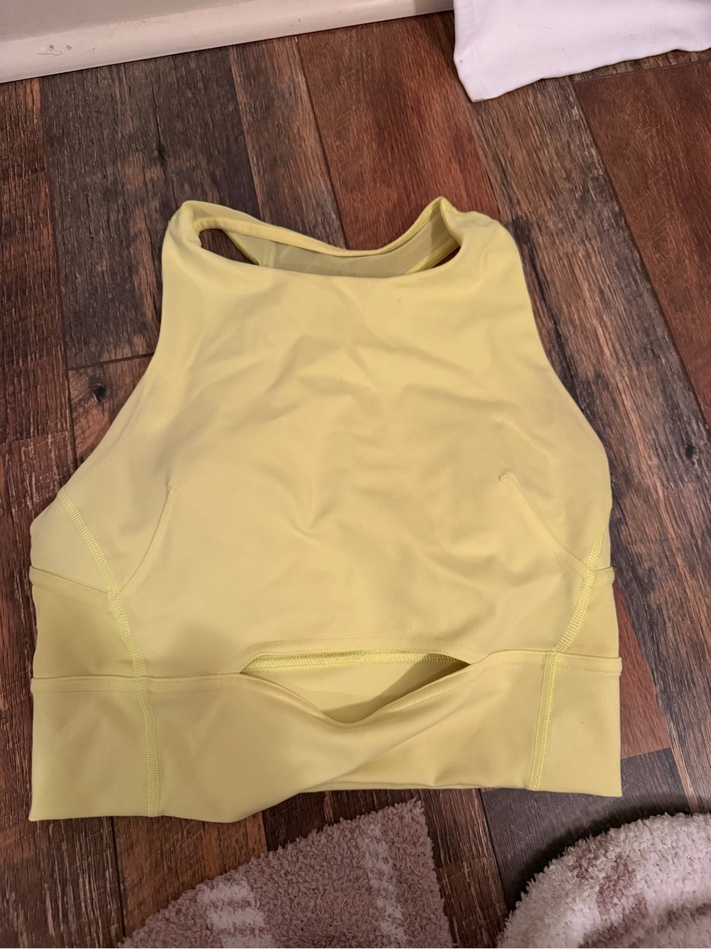 Lululemon Neon Yellow Athletic Crop Tank Top Built in Bra